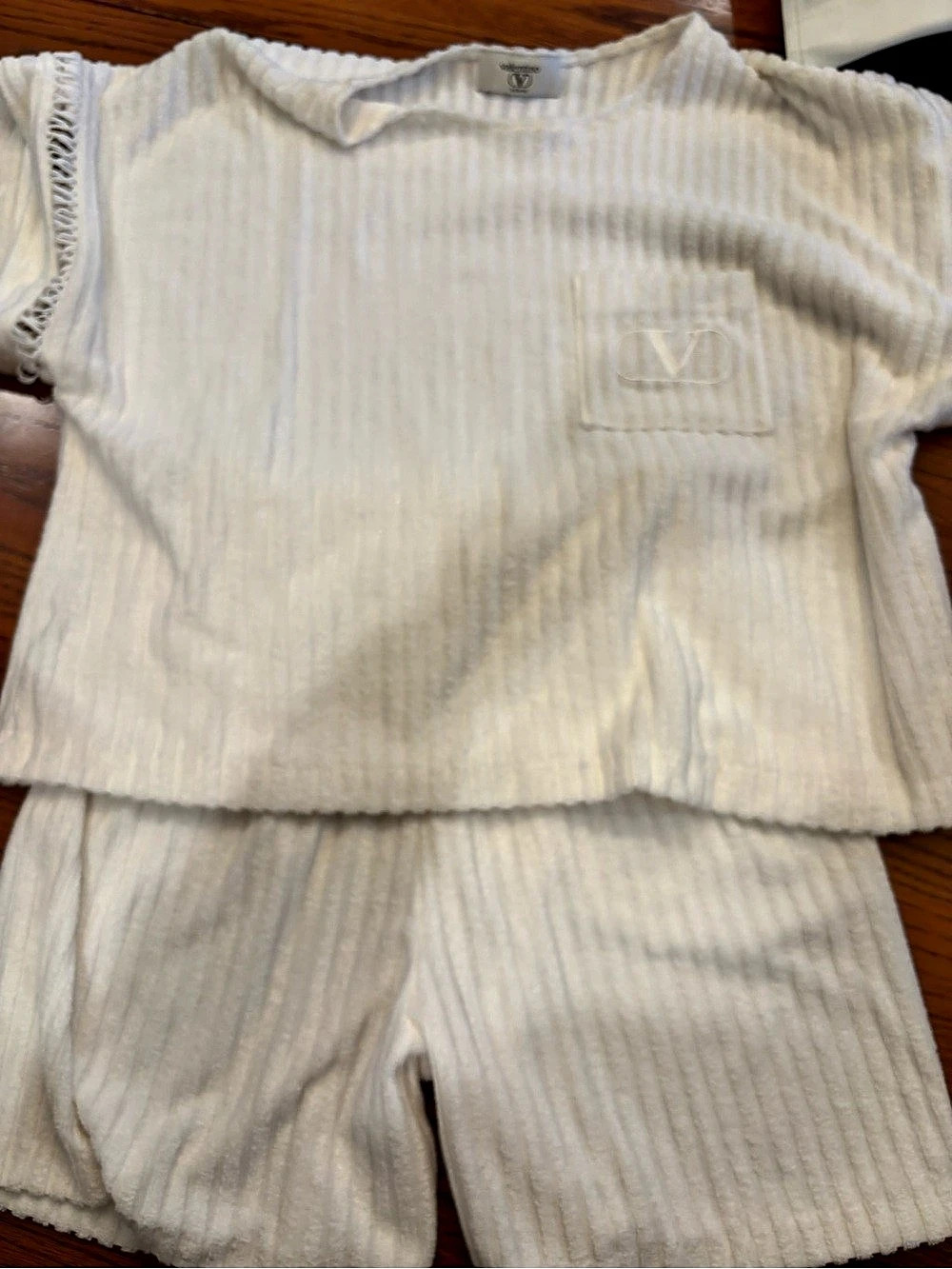 Vintage Valentino Striped Two-Piece Set in white